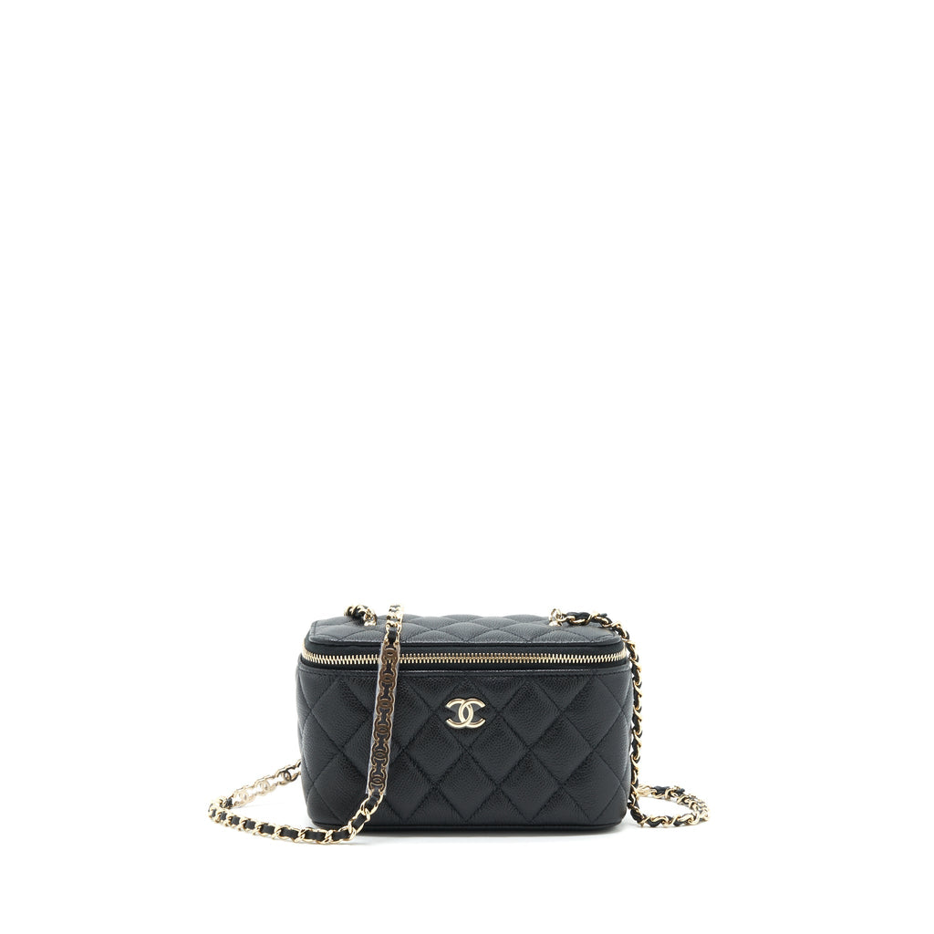 Chanel 22P Long Vanity With Logo On Chain Caviar Black L