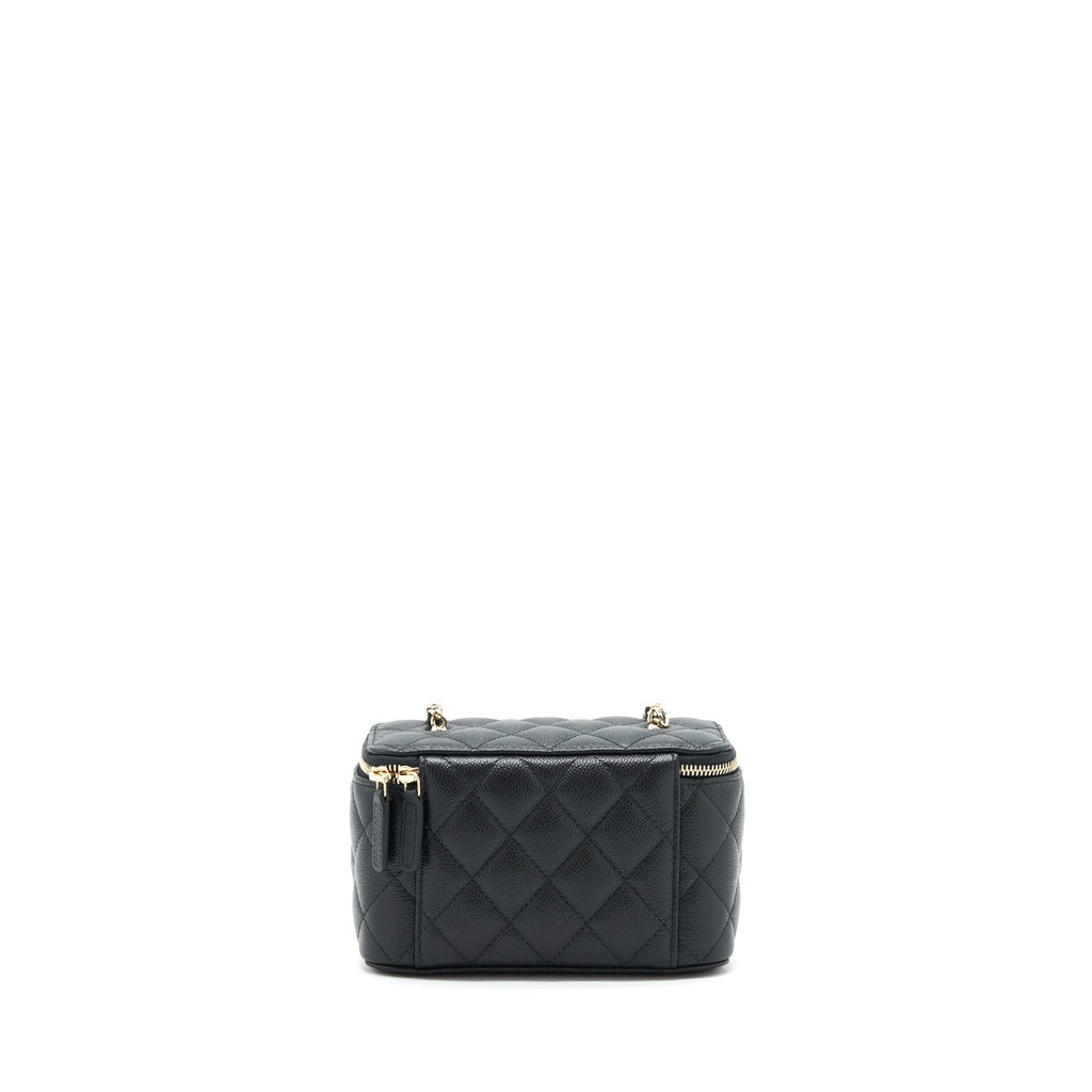 Chanel 22P Long Vanity With Logo On Chain Caviar Black L
