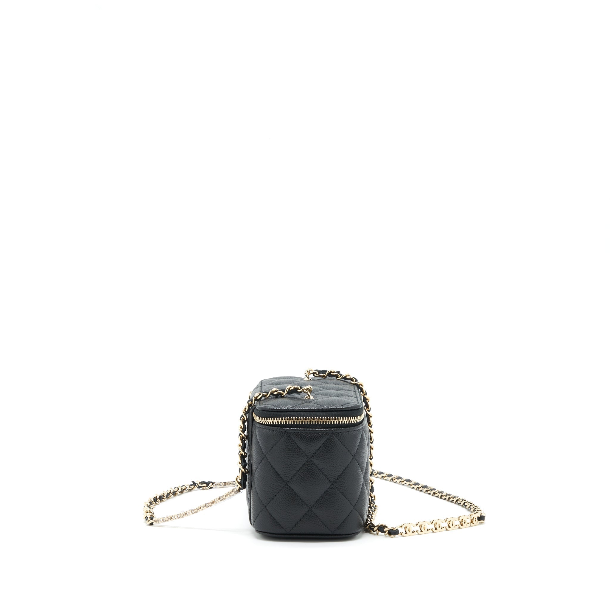 Chanel 22P Long Vanity With Logo On Chain Caviar Black L