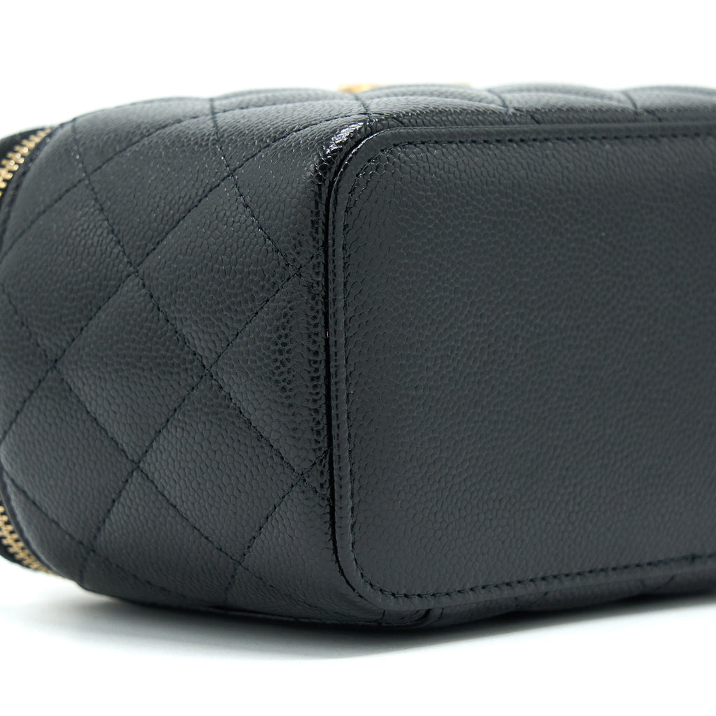 Chanel Letter Top Handle Long Vanity Caviar Black