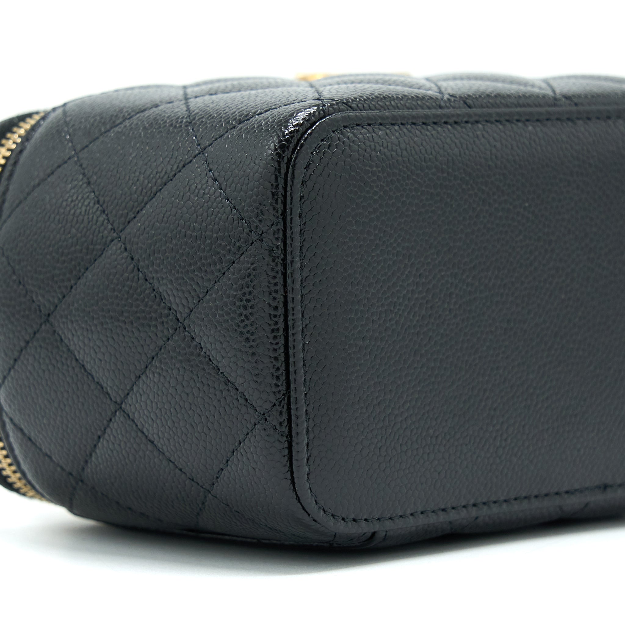 Chanel Letter Top Handle Long Vanity Caviar Black