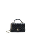 Chanel 22P Top Handle Mini Rectangular Flap Bag Lambskin Black L