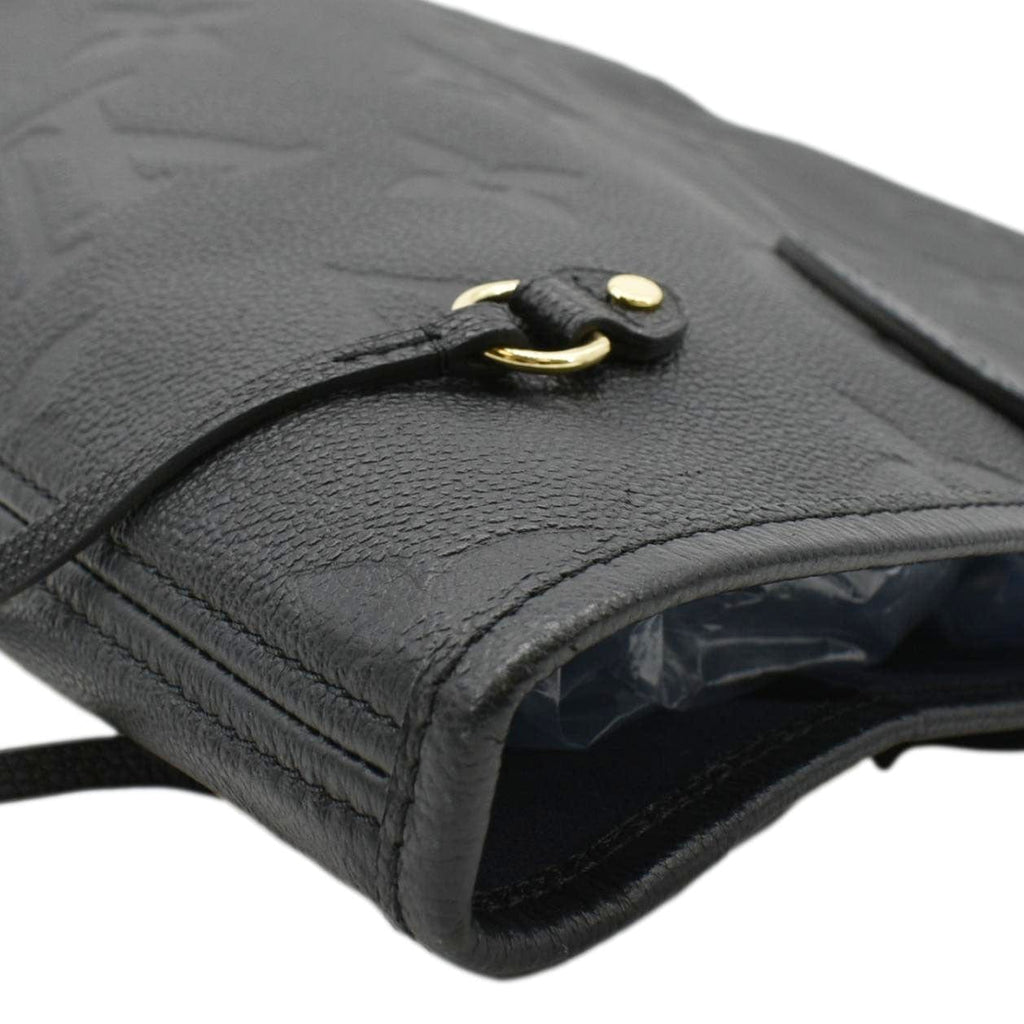 LOUIS VUITTON Neverfull MM Empreinte Leather Tote Shoulder Bag Black