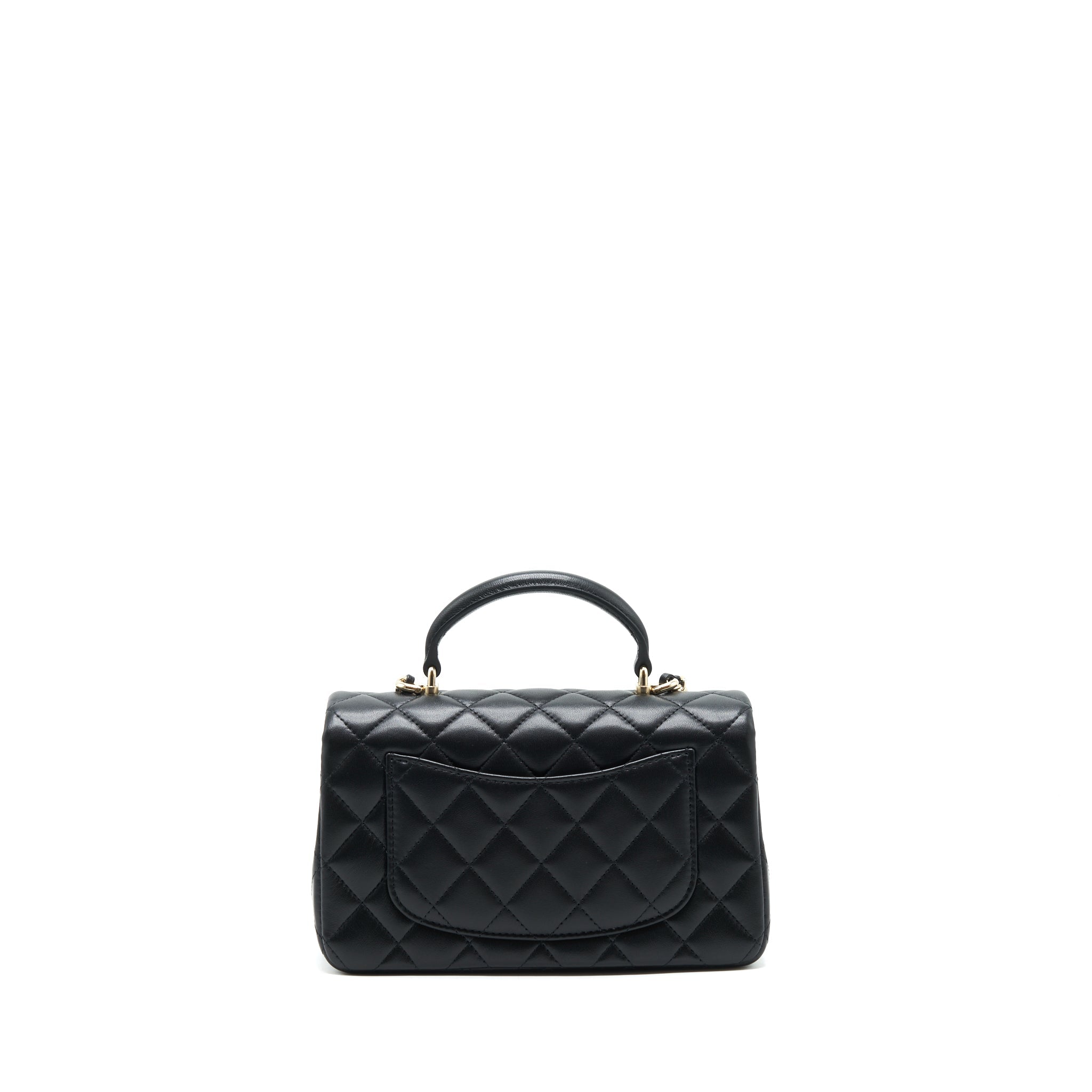 Chanel 22P Top Handle Mini Rectangular Flap Bag Lambskin Black L