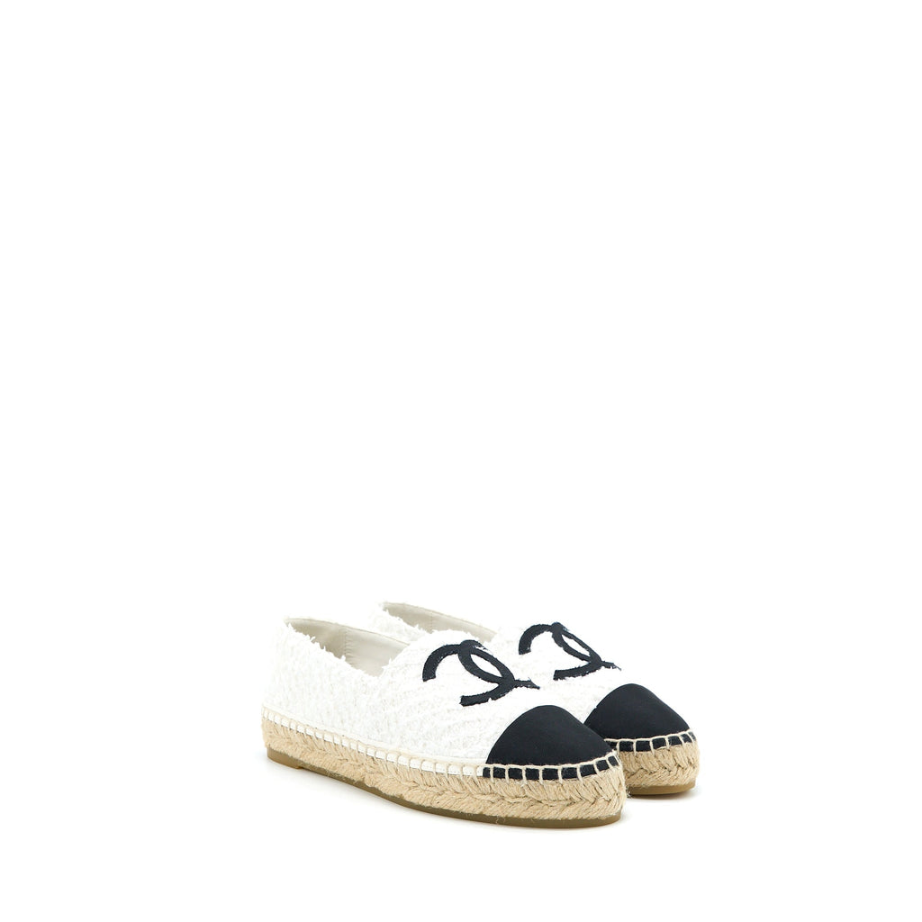 Chanel Size 37 Espadrilles Cotton/Tweed White/Black