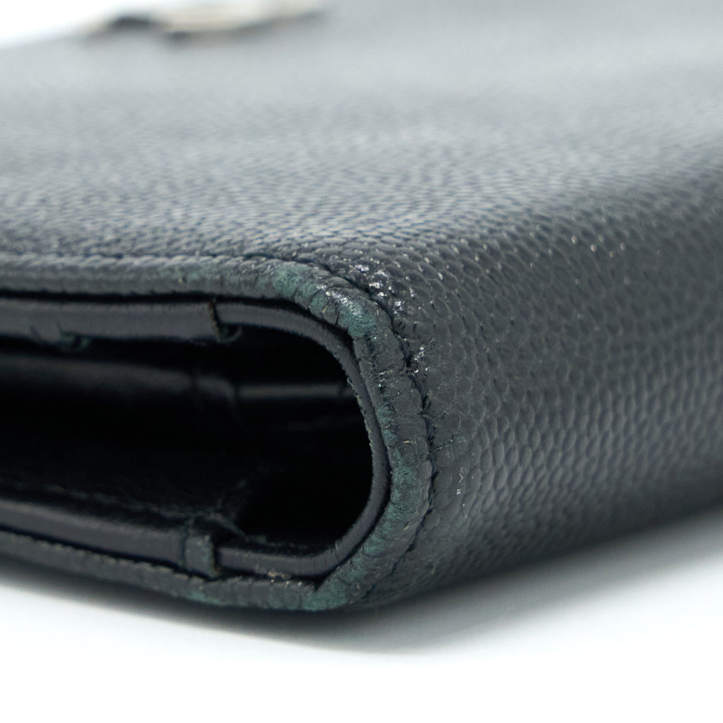 Chanel CC Logo Long Wallet Caviar Black