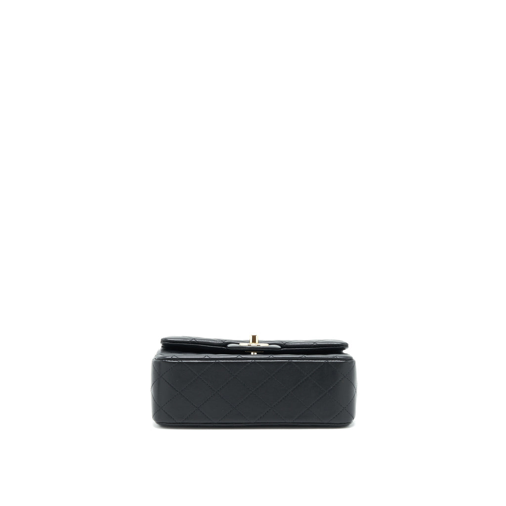 Chanel 22P Top Handle Mini Rectangular Flap Bag Lambskin Black L