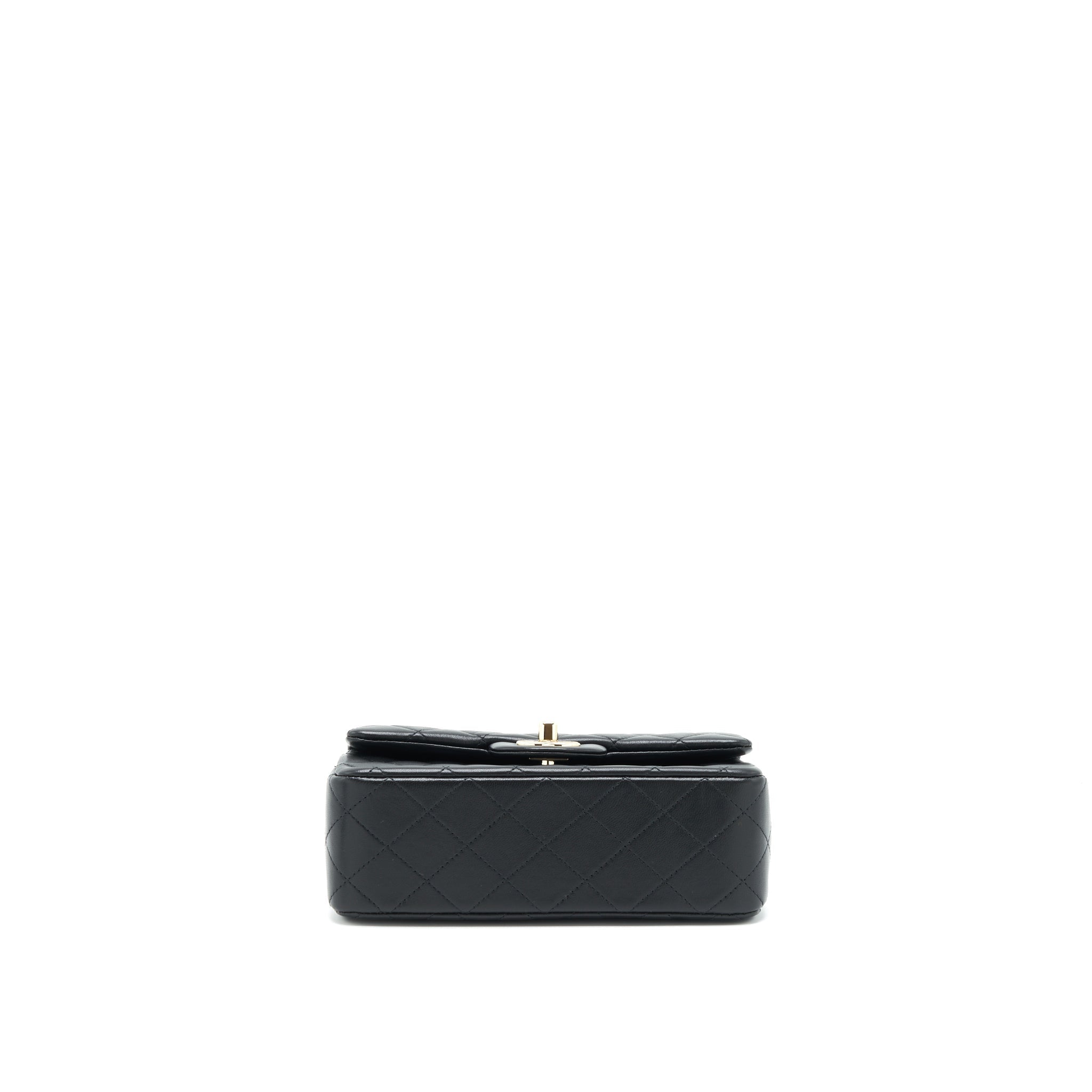 Chanel 22P Top Handle Mini Rectangular Flap Bag Lambskin Black L