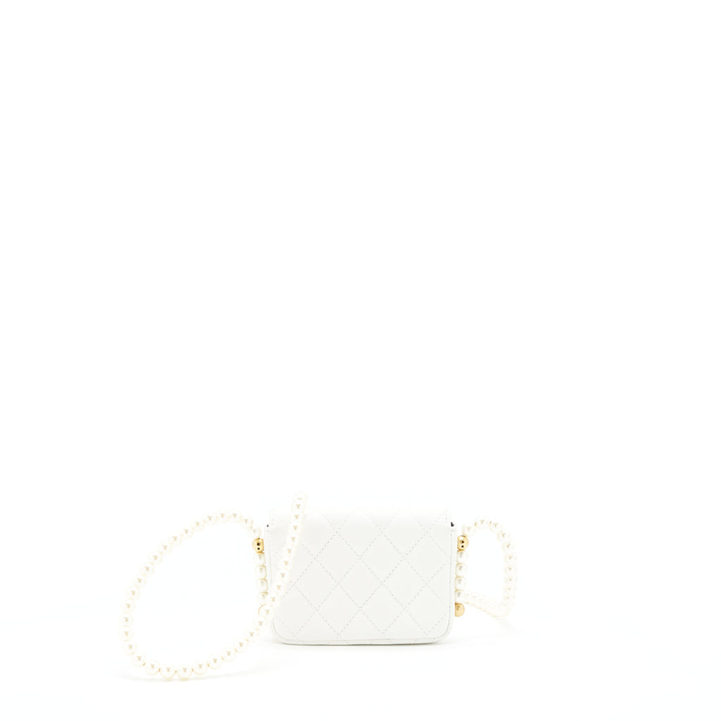 Chanel Pearl Crush Mini Crossbody Bag Lambskin White