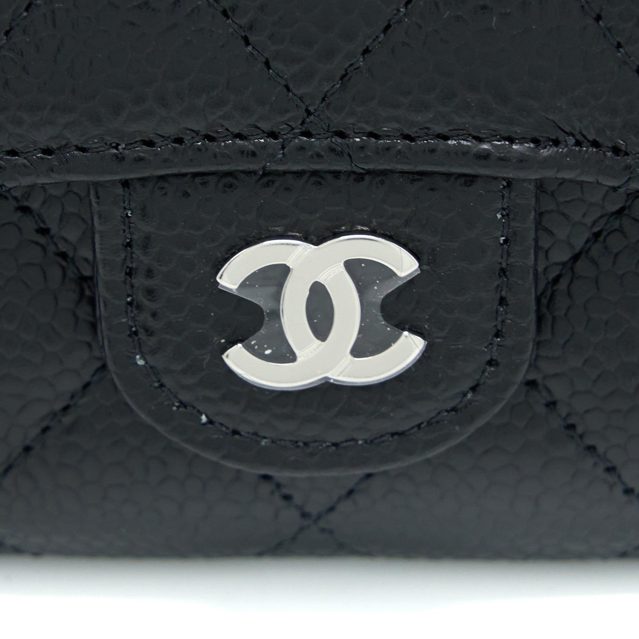 Chanel Classic Quilted Flap Card Holder Caviar Black  (Microchip)