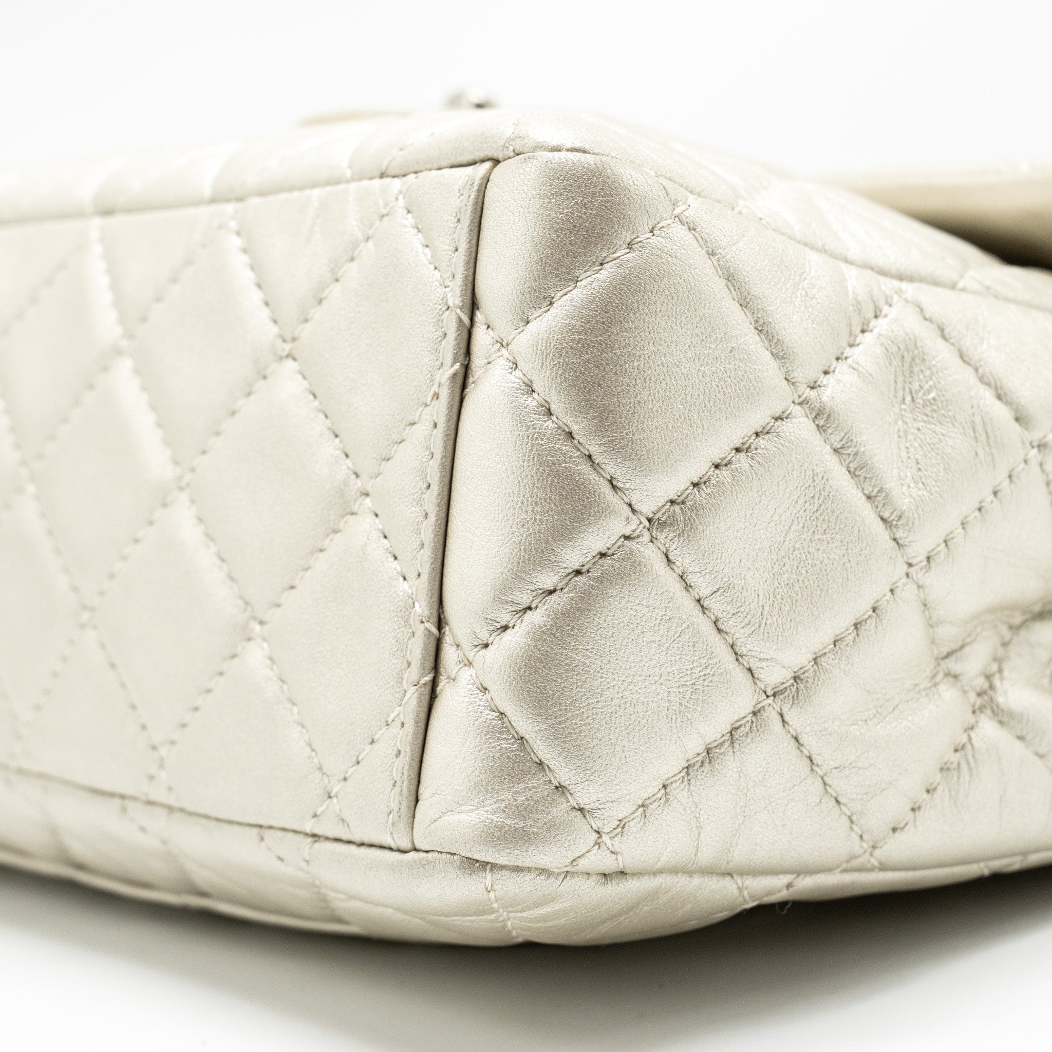Chanel Classic Quilted Flap Bag Lambskin Metallic Pale Gold
