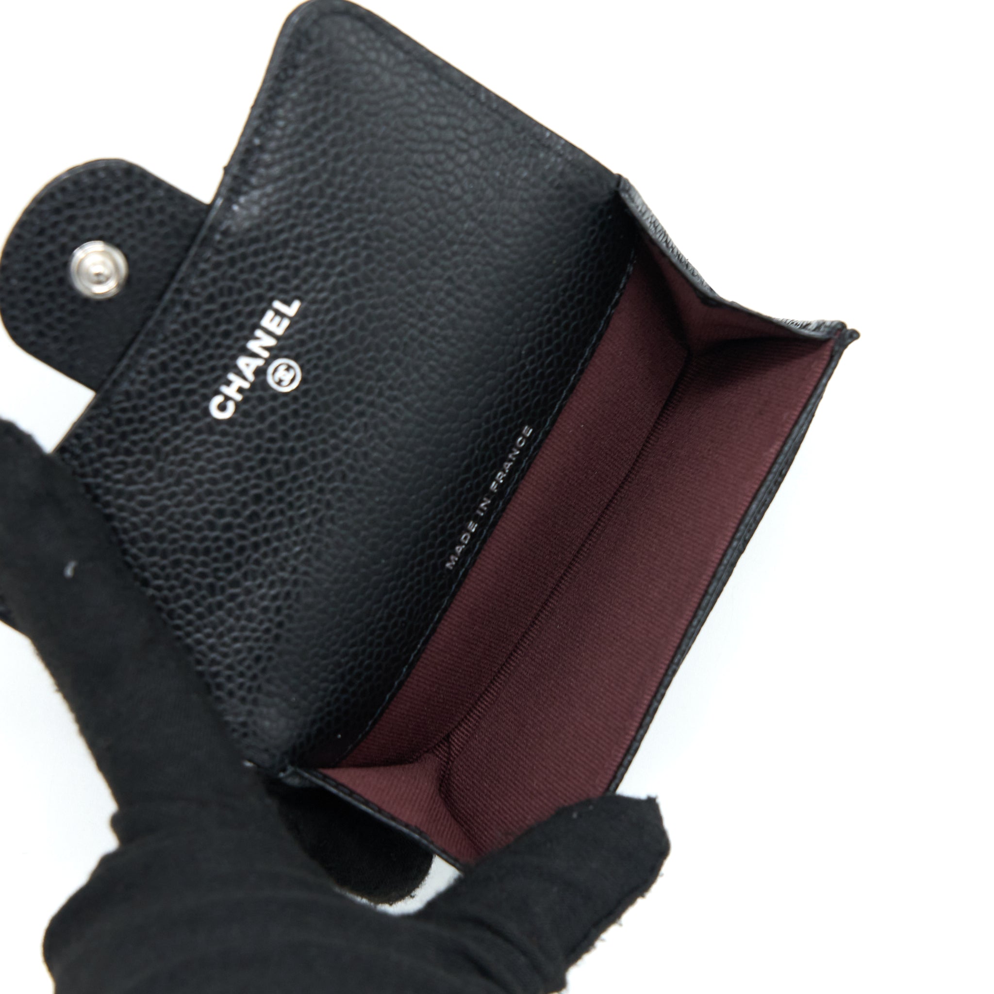 Chanel Classic Quilted Flap Card Holder Caviar Black  (Microchip)