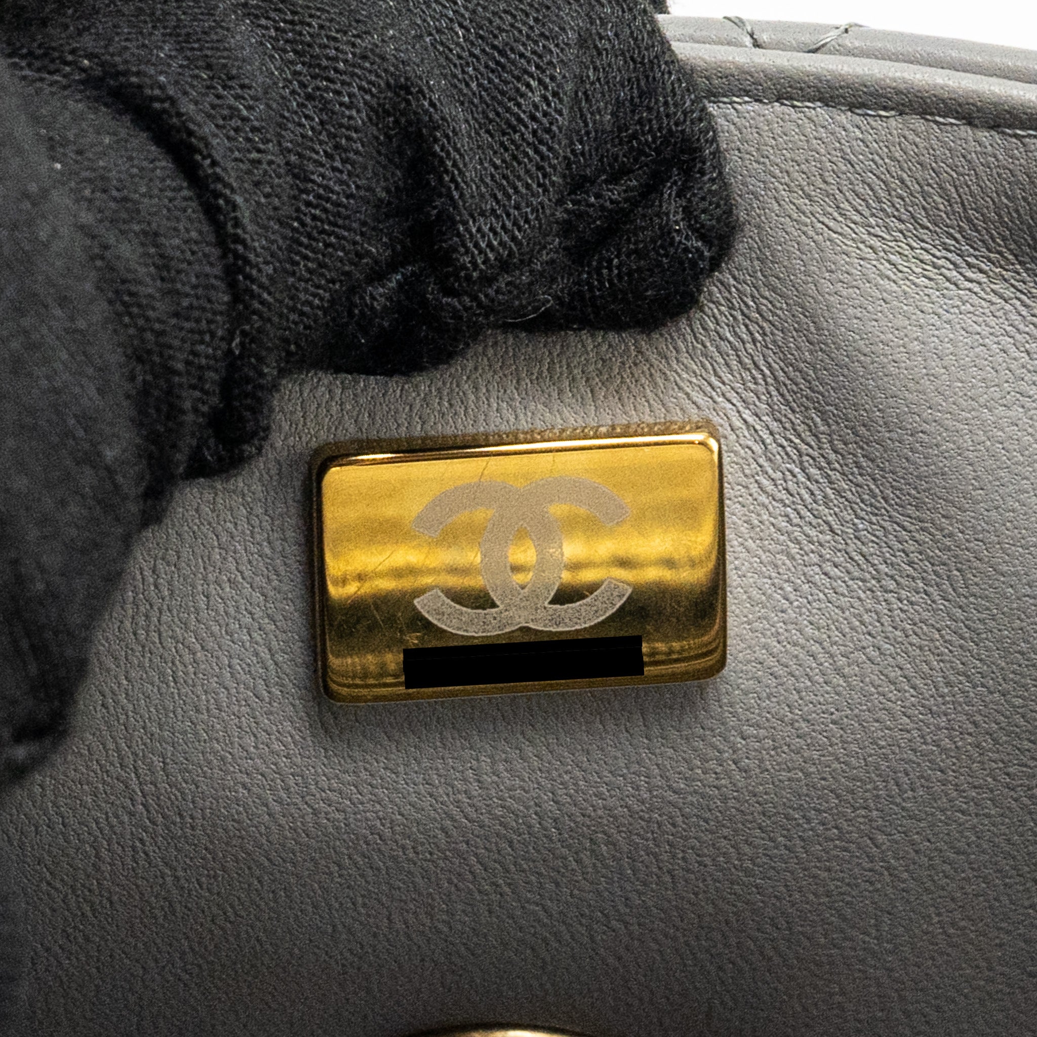 Chanel 22k Metal Top Handle Mini Rectangular Flap Bag Lambskin Grey  (microchip)