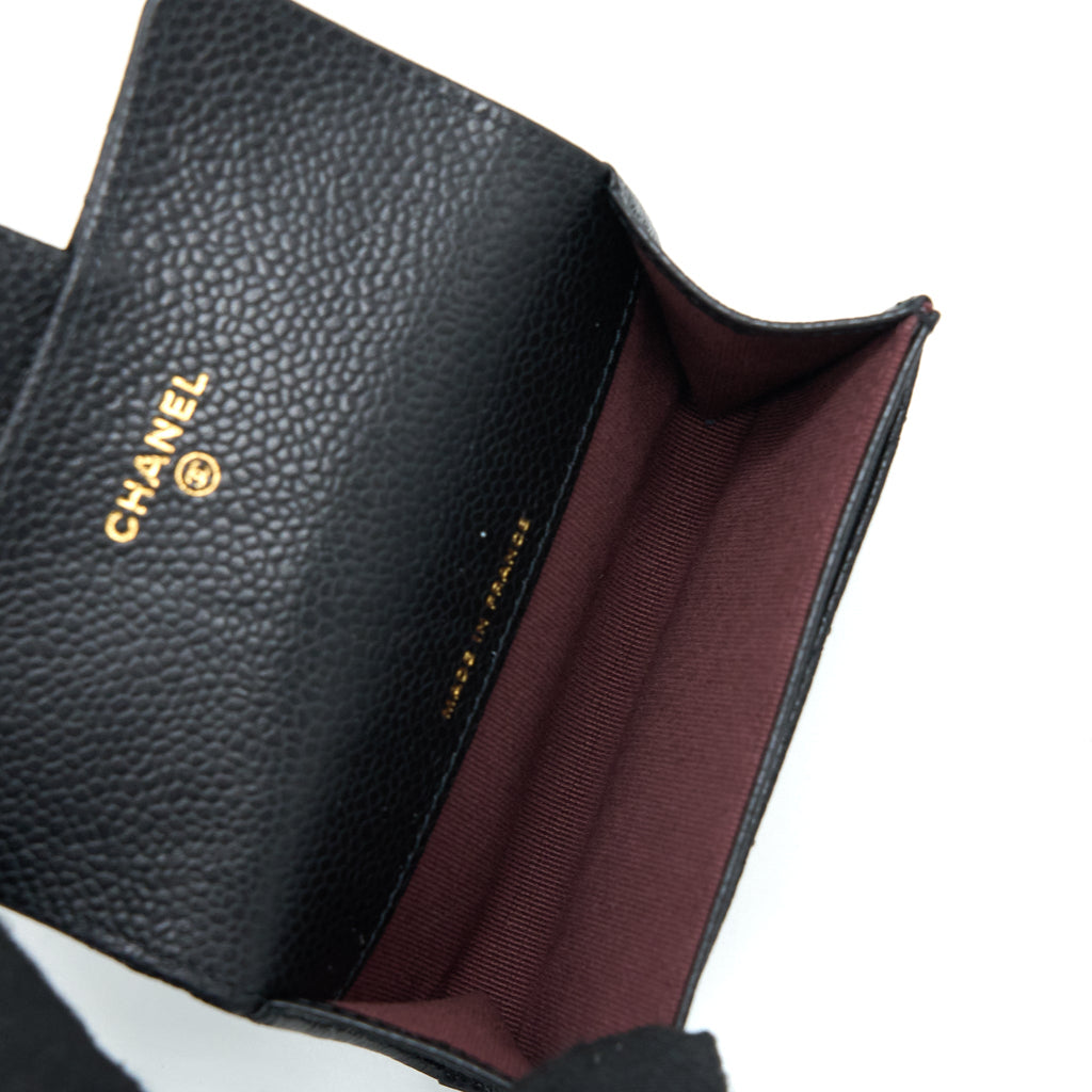 Chanel Classic Quilted Flap Card Holder Caviar Black  (Microchip)