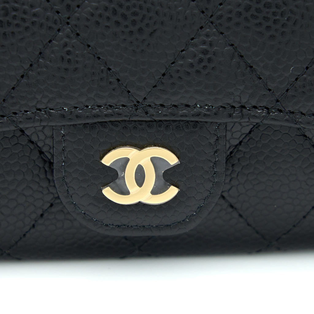 Chanel Classic Quilted Flap Card Holder Caviar Black  (Microchip)