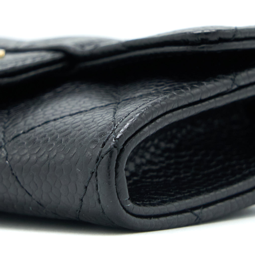 Chanel Classic Quilted Flap Card Holder Caviar Black  (Microchip)