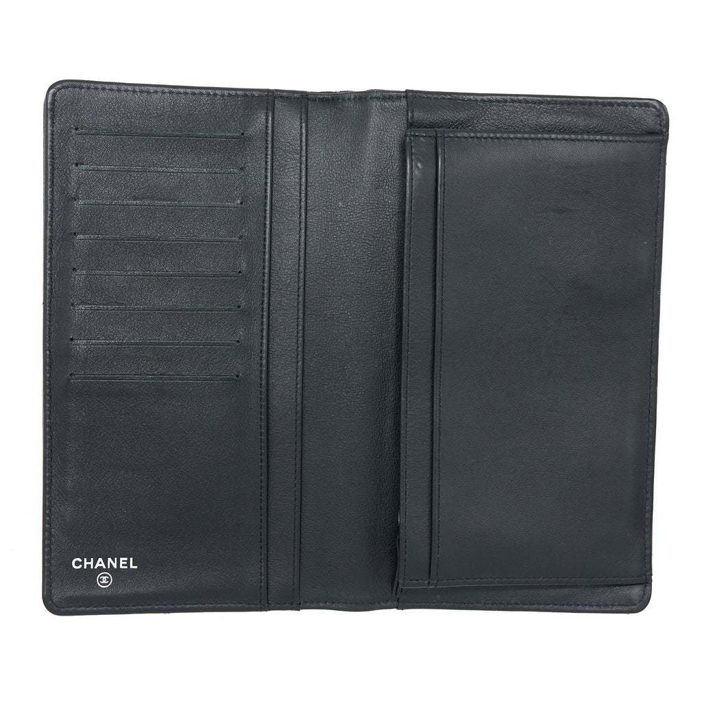 Chanel CC Logo Long Wallet Caviar Black