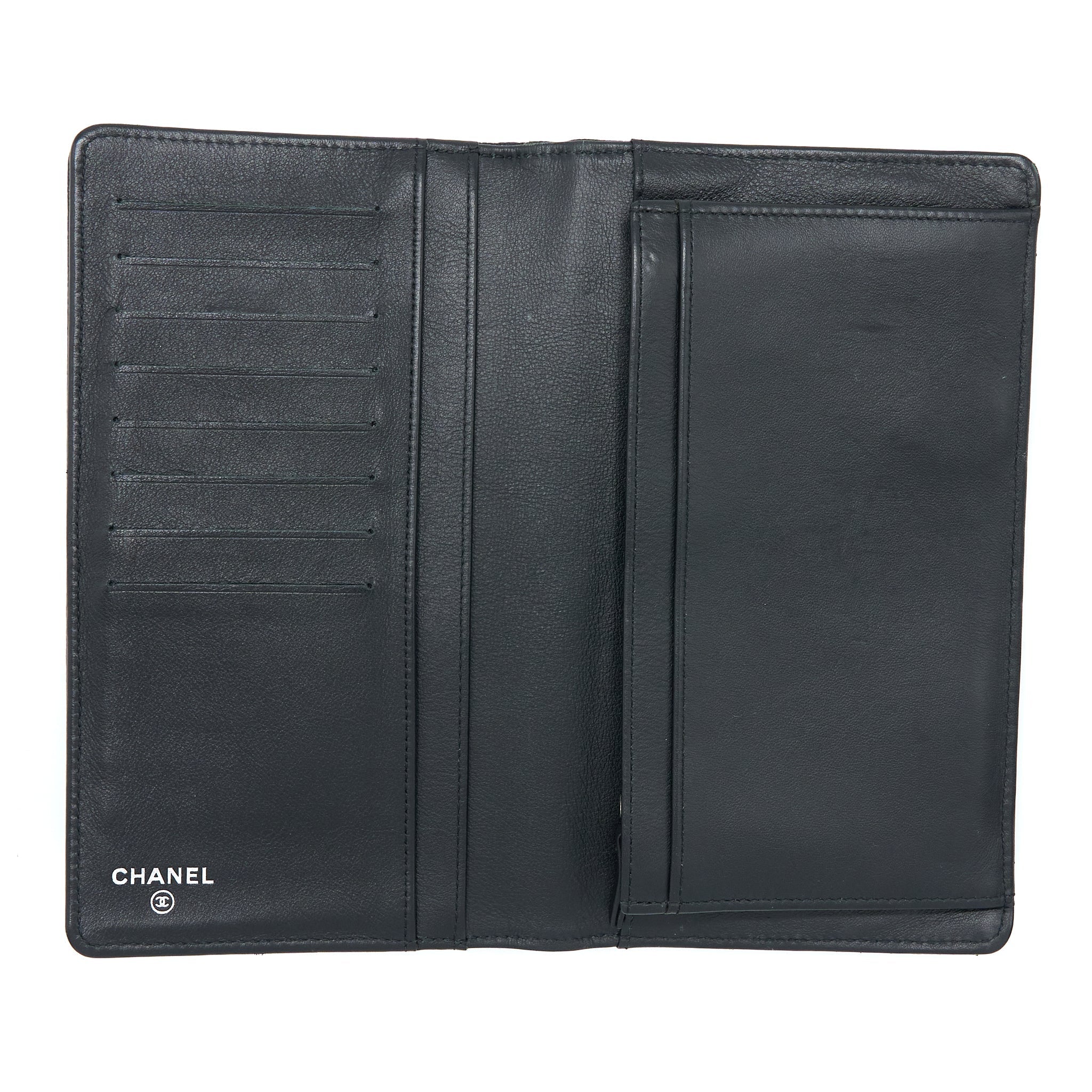 Chanel CC Logo Long Wallet Caviar Black