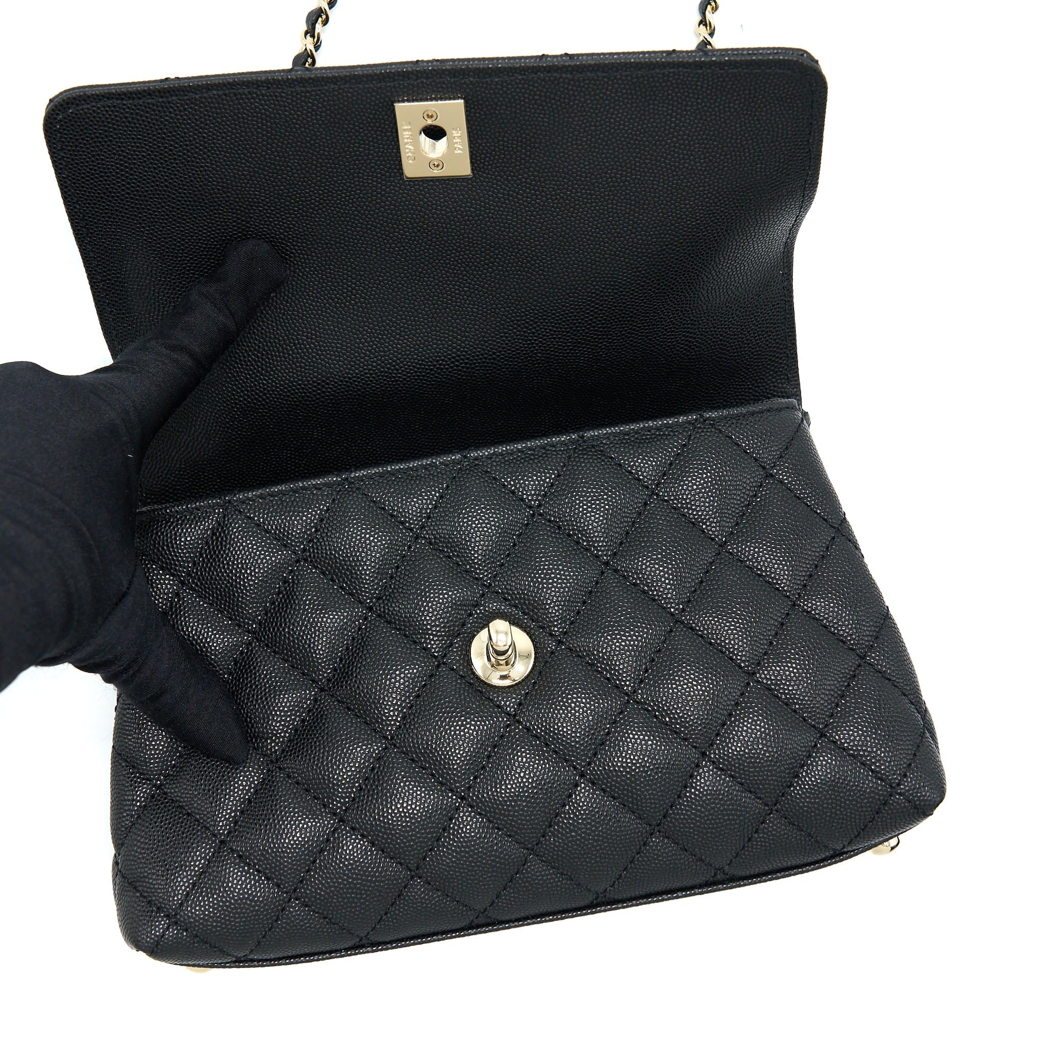 Chanel Small Coco Handle Caviar Black L