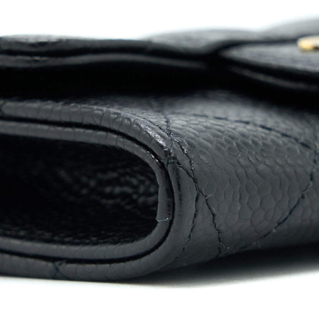 Chanel Classic Quilted Flap Card Holder Caviar Black  (Microchip)
