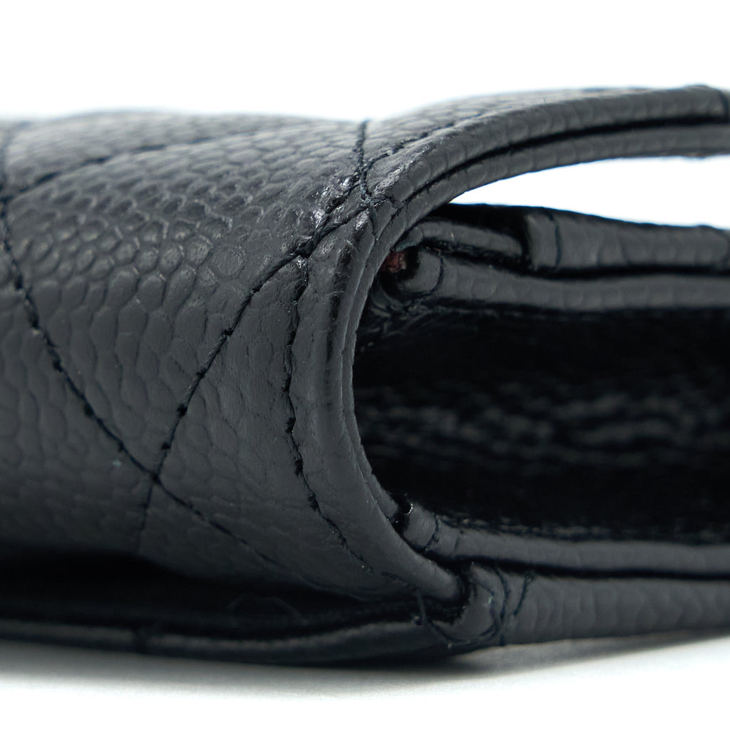 Chanel Classic Quilted Flap Card Holder Caviar Black  (Microchip)