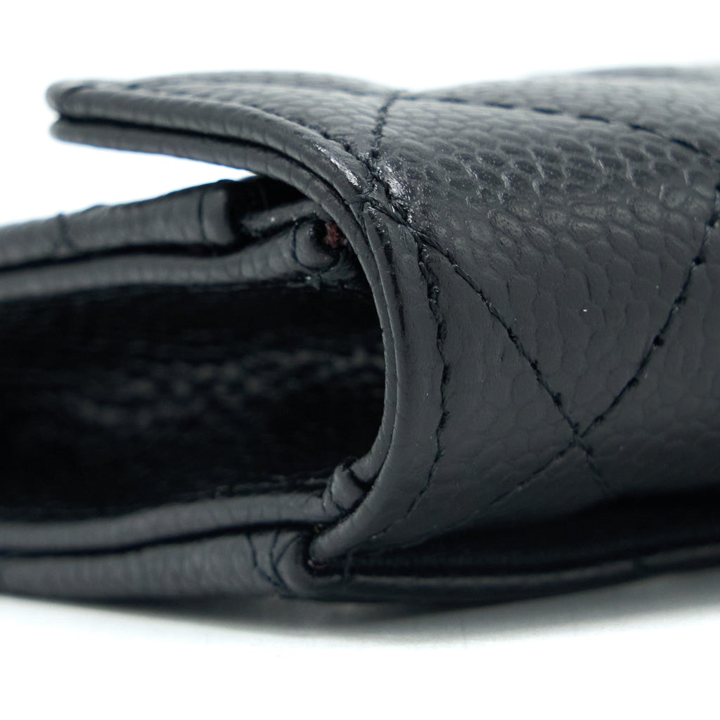 Chanel Classic Quilted Flap Card Holder Caviar Black  (Microchip)