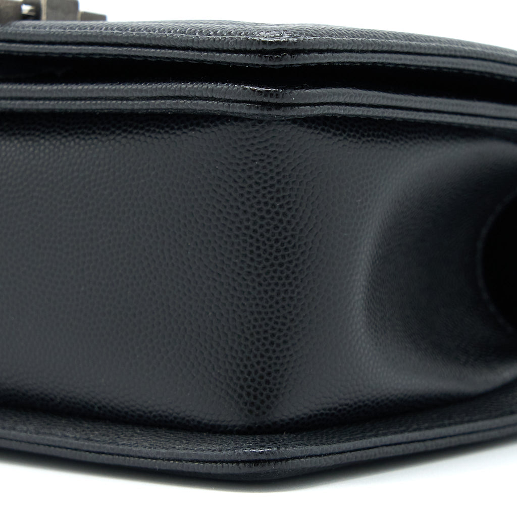 Chanel Small Boy Bag Caviar Black Ruthenium  (Microchip)