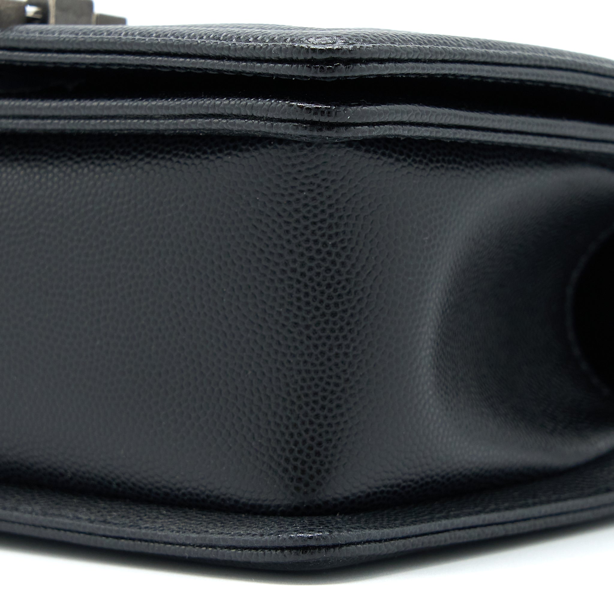 Chanel Small Boy Bag Caviar Black Ruthenium  (Microchip)
