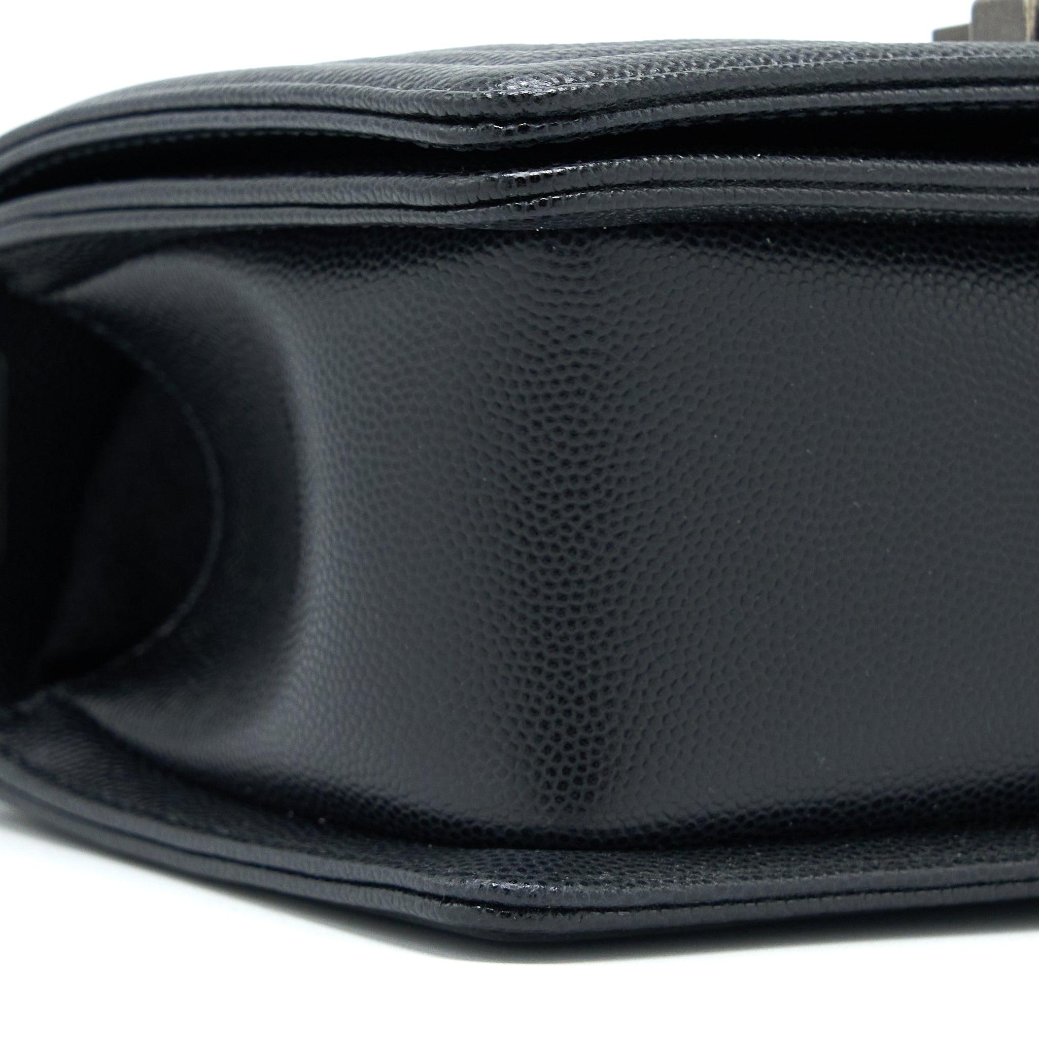Chanel Small Boy Bag Caviar Black Ruthenium  (Microchip)