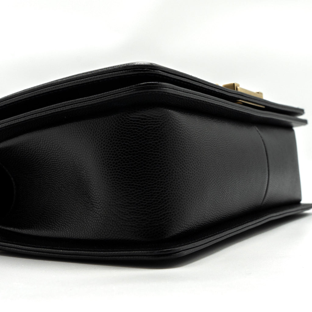 Chanel Medium Classic Boy Bag Caviar Black  (microchip)