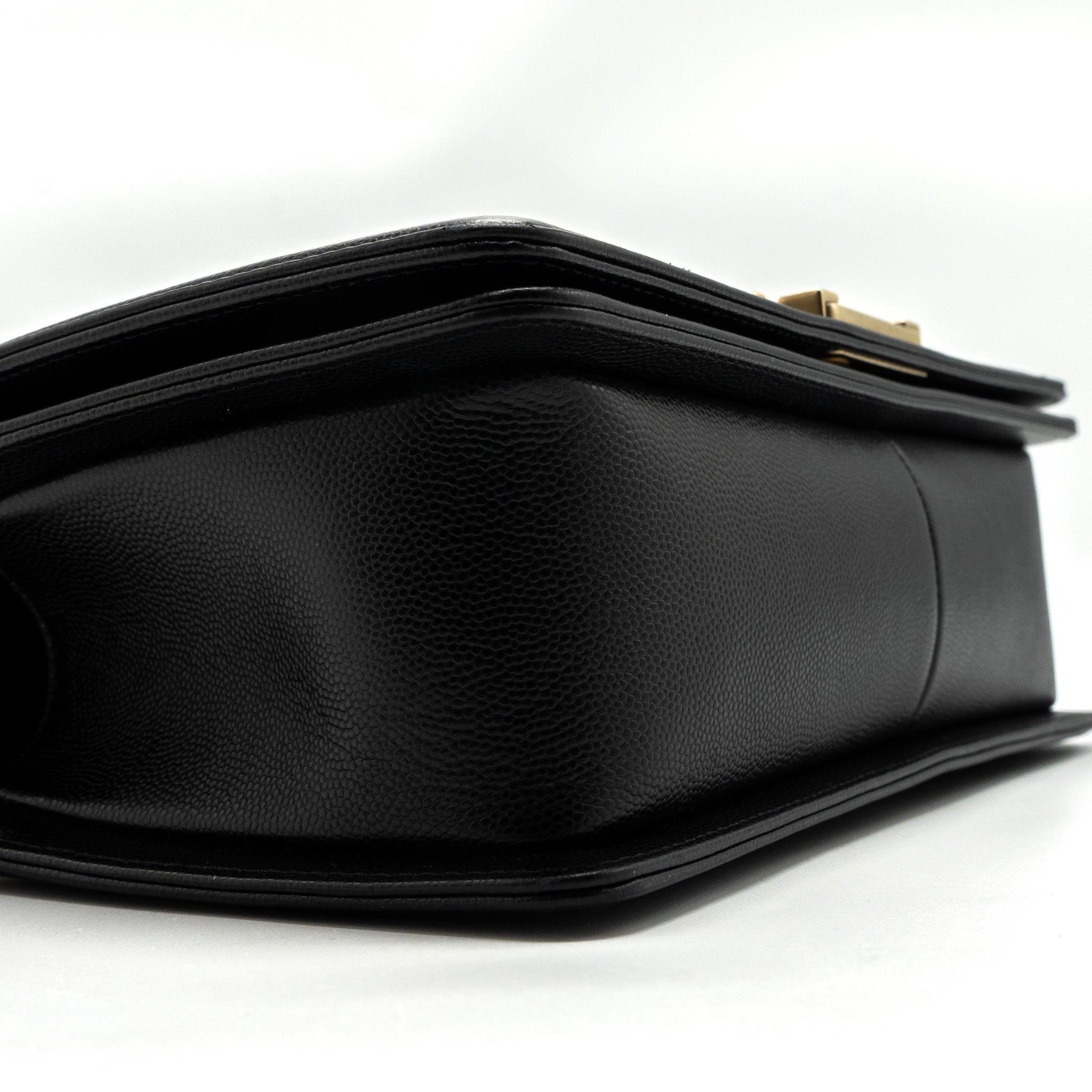 Chanel Medium Classic Boy Bag Caviar Black  (microchip)