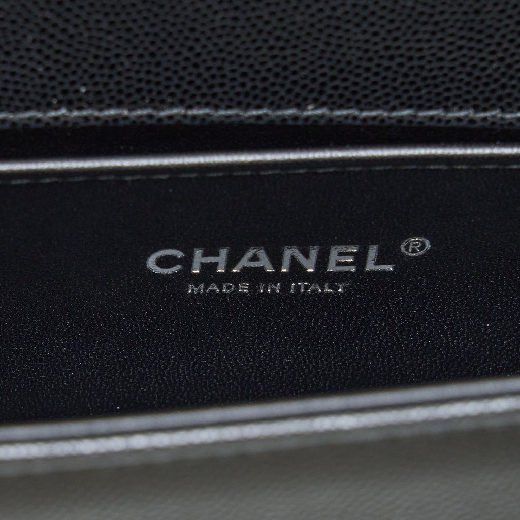 Chanel Small Boy Bag Caviar Black Ruthenium  (Microchip)