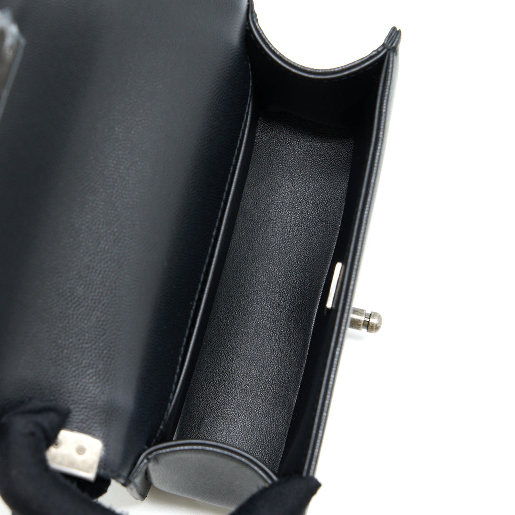 Chanel Small Boy Bag Caviar Black Ruthenium  (Microchip)