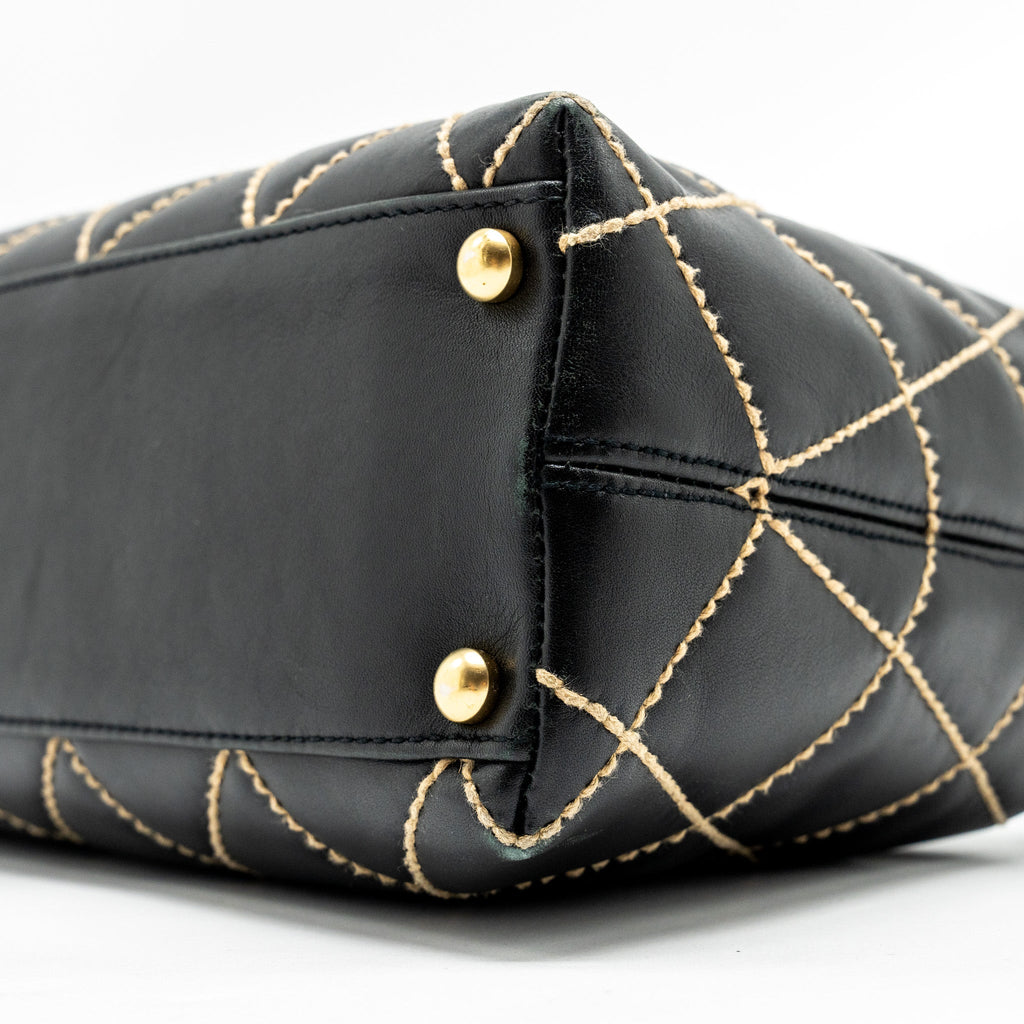 CHANEL Vintage Wild Stitch Shoulder Bag Calfskin Black