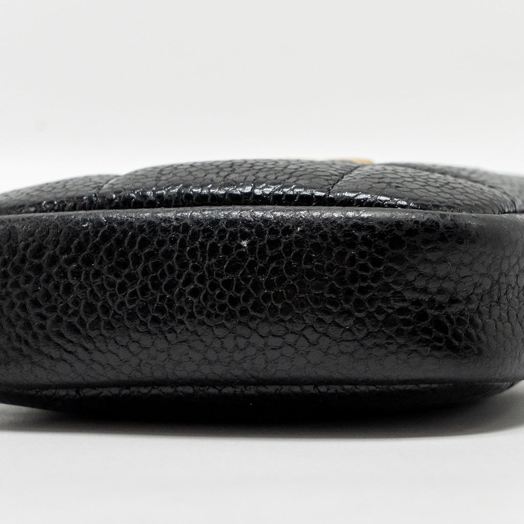 Chanel Quilted Diamond Zipper Coin Purse Caviar Black