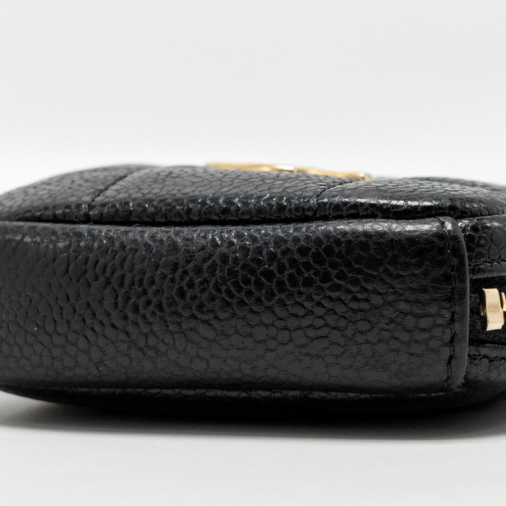 Chanel Quilted Diamond Zipper Coin Purse Caviar Black