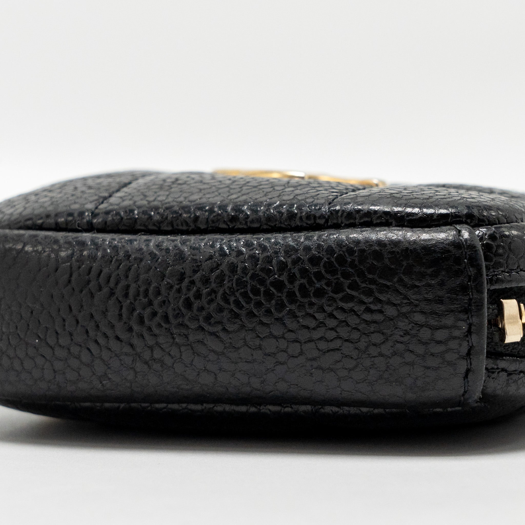 Chanel Quilted Diamond Zipper Coin Purse Caviar Black