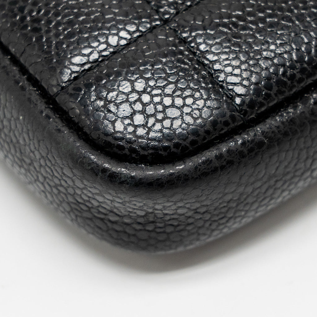 Chanel Quilted Diamond Zipper Coin Purse Caviar Black