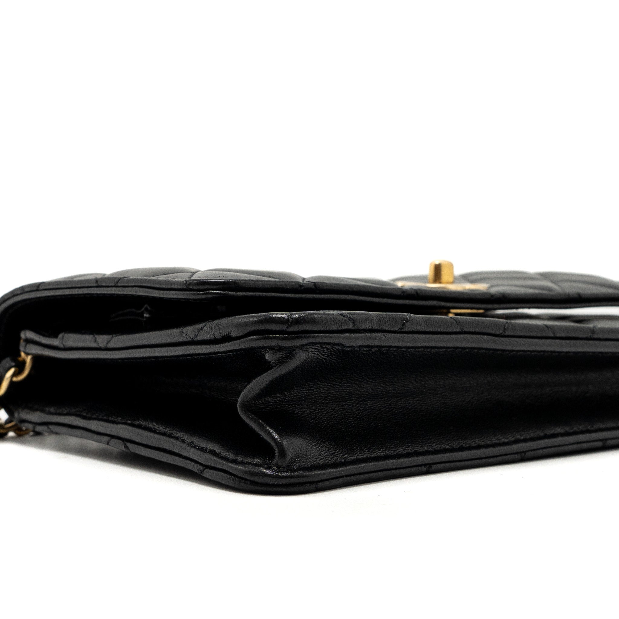 Chanel 22S Pearl Crush Wallet on Chain Lambskin Black Brushed  (Microchip)
