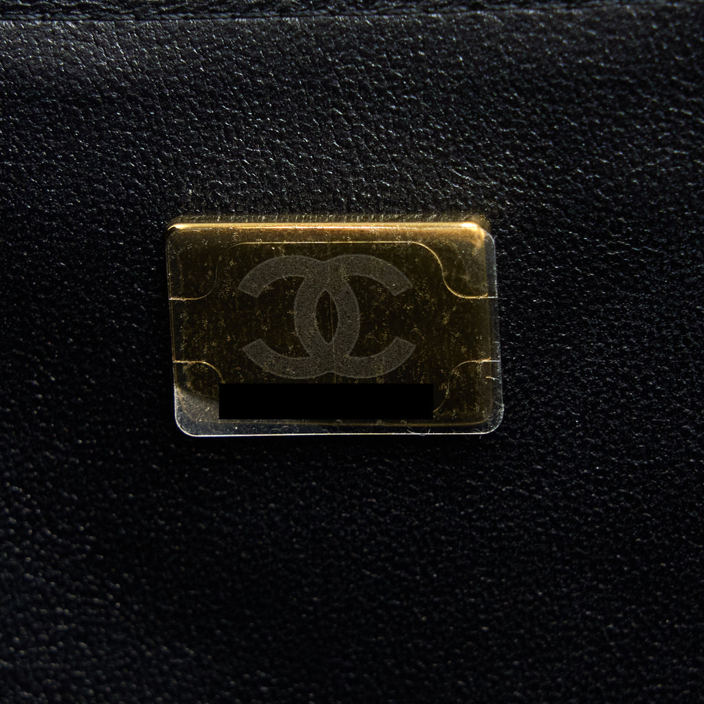 Chanel 22K Coco Chain Quilted Flap Bag Lambskin Black Brushed  (Microchip)