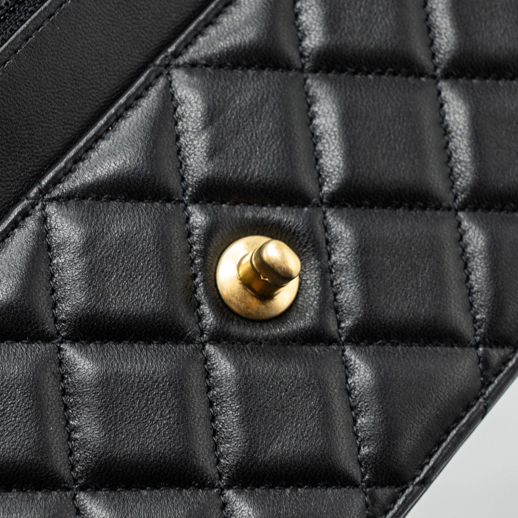 Chanel pearl crush wallet on chain lambskin BLACK  (microchip)