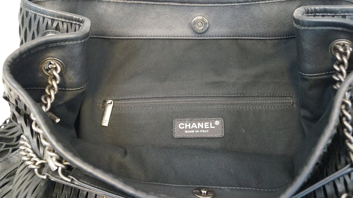 CHANEL Calfskin Laser Cut Perforated CC Tote Black