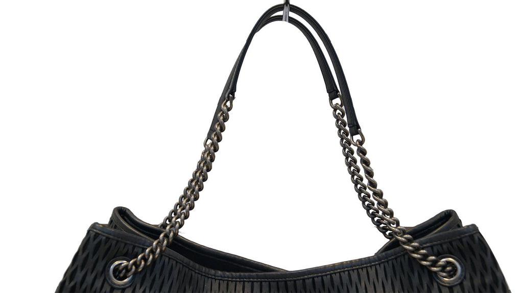 CHANEL Calfskin Laser Cut Perforated CC Tote Black