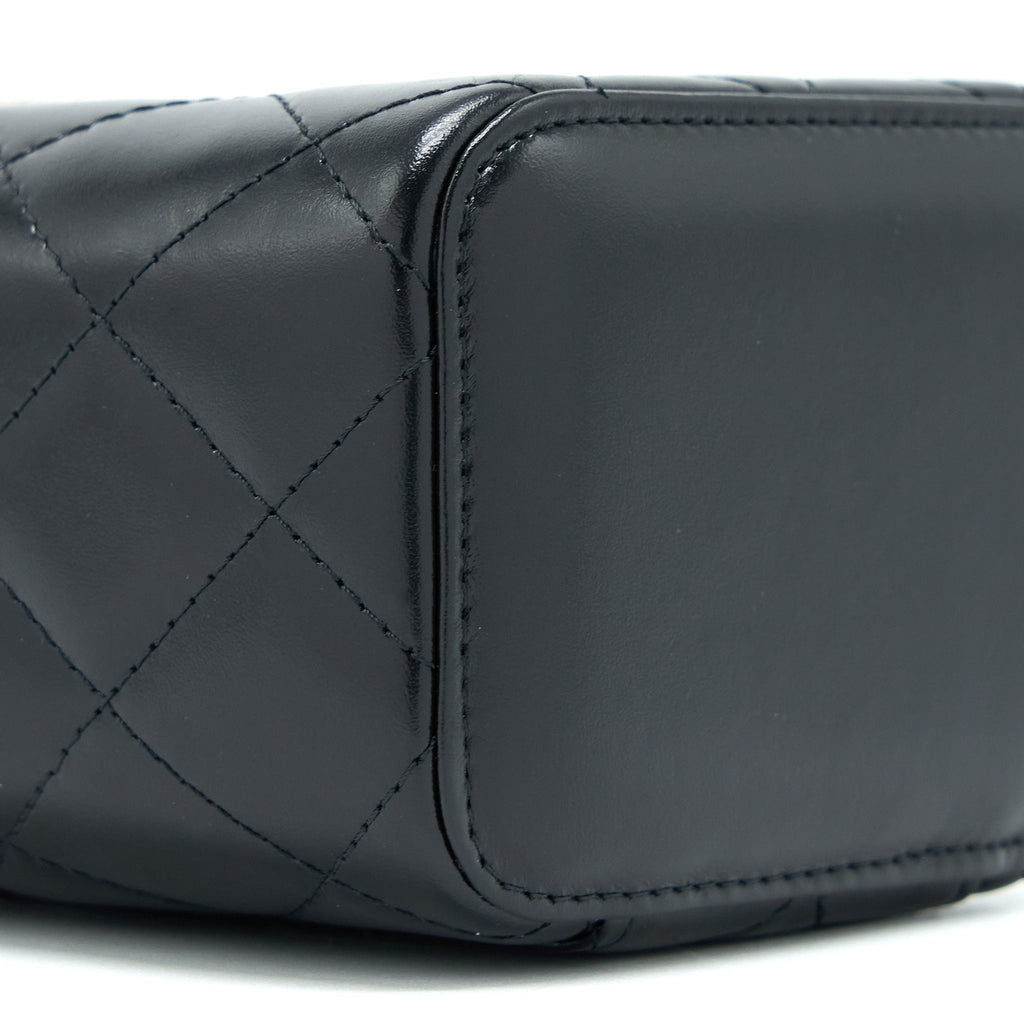 Chanel 21A Gold Crush Mini Vanity Case Calfskin Black Brushed