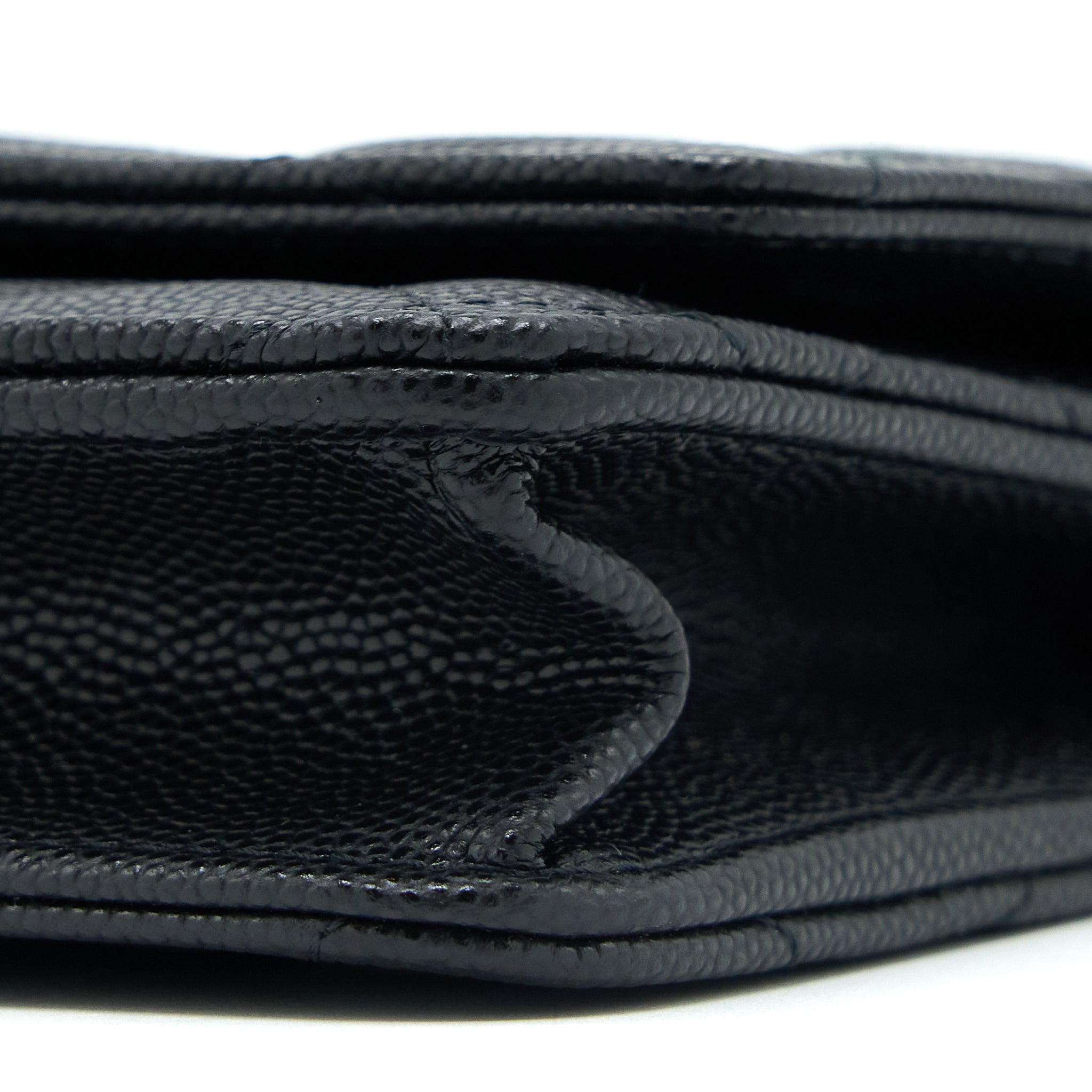 Chanel Giant CC Logo Wallet On Chain Caviar Black L (Microchip)
