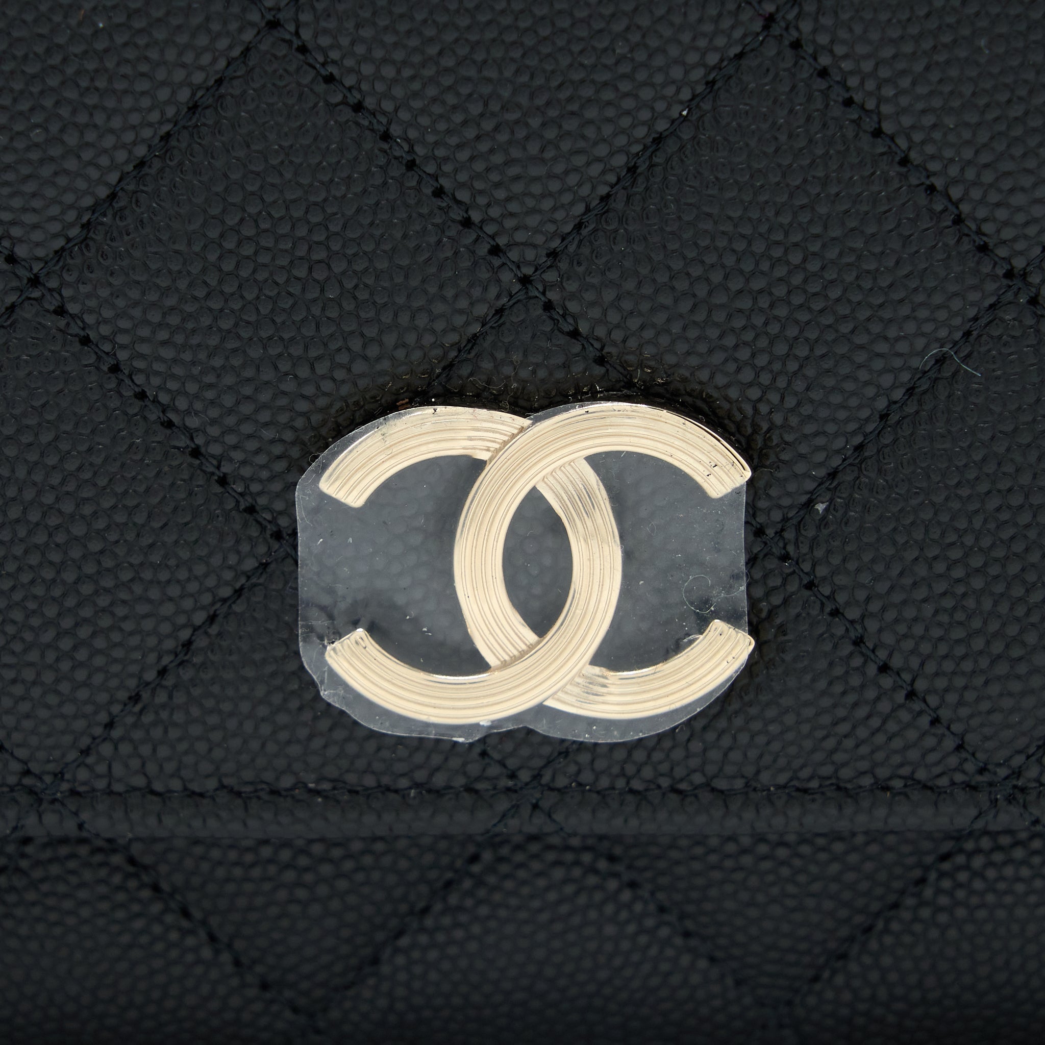 Chanel Giant CC Logo Wallet On Chain Caviar Black L (Microchip)