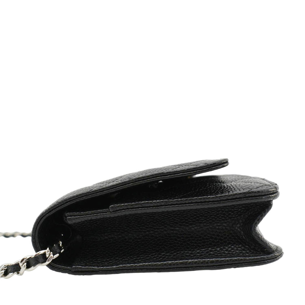 CHANEL Wallet On Chain Quilted Caviar Leather Crossbody Bag Black