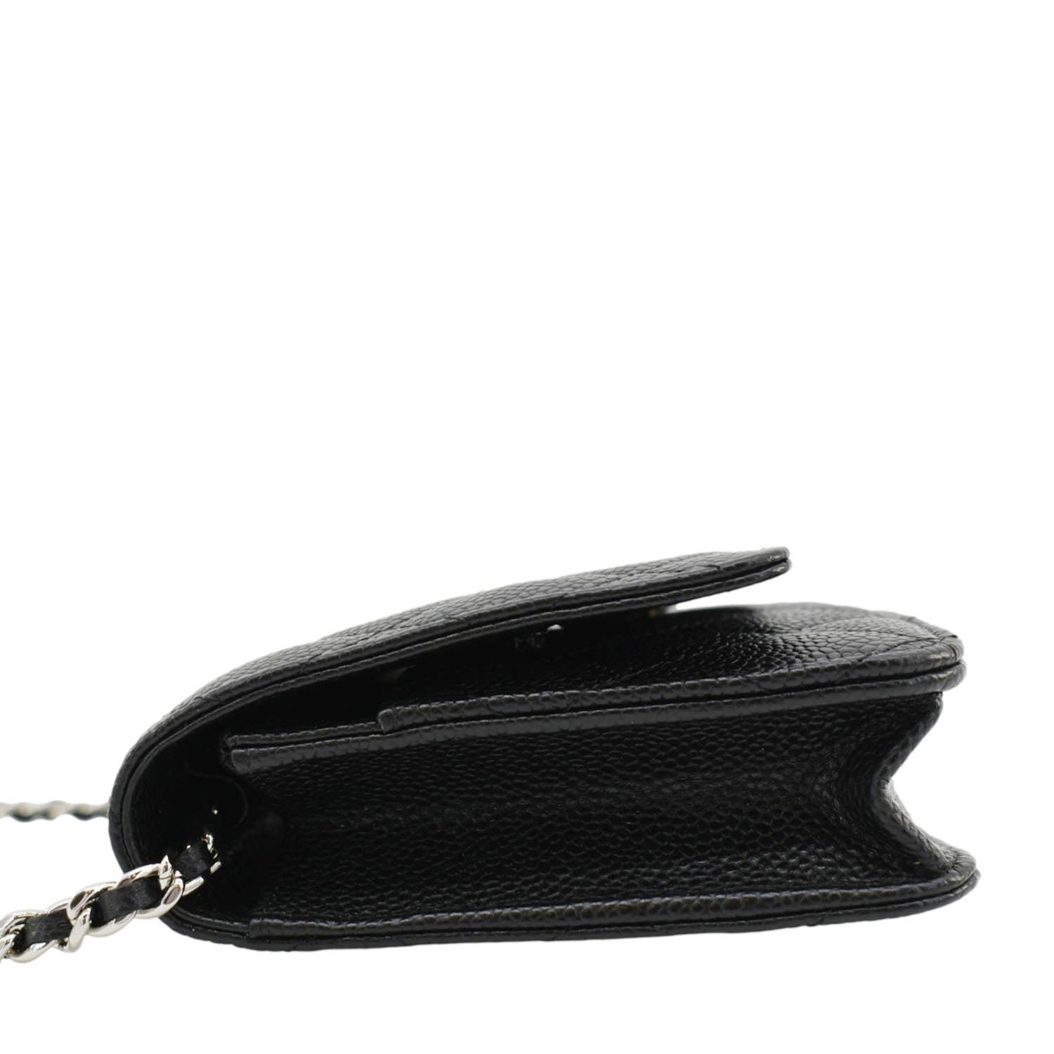 CHANEL Wallet On Chain Quilted Caviar Leather Crossbody Bag Black