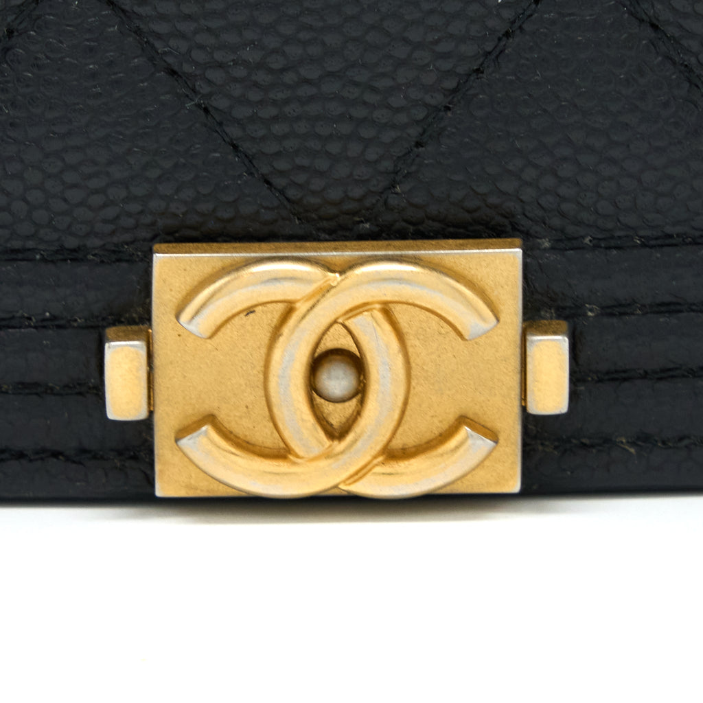 Chanel Classic Boy Wallet On Chain Caviar Black