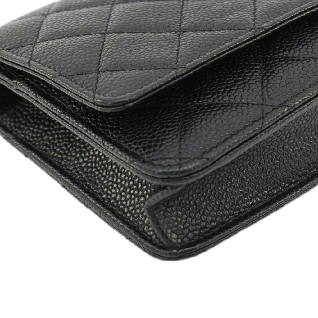 CHANEL Wallet On Chain Quilted Caviar Leather Crossbody Bag Black